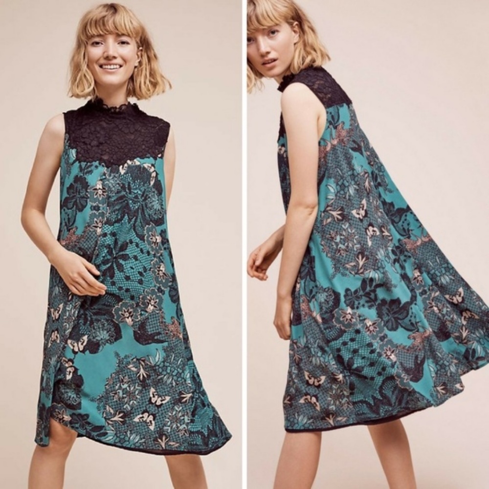 Anthropologie Maeve Butterfly Lace Swing Dress  XS